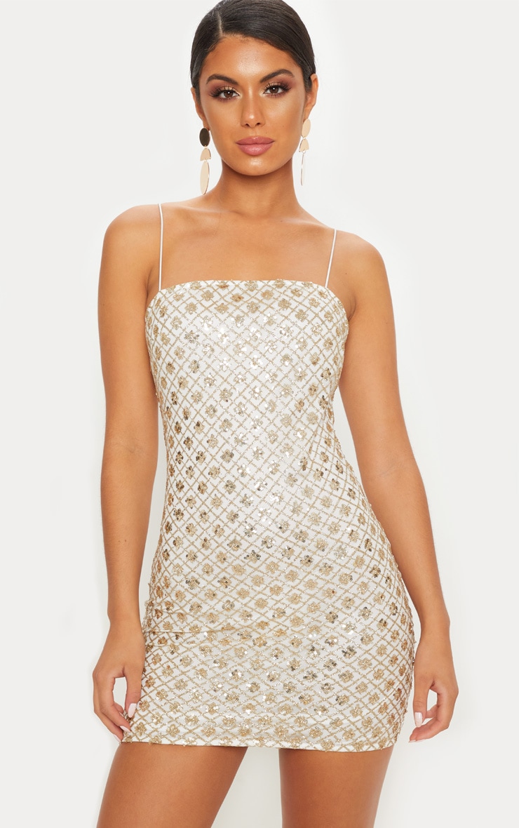 silver glitter strappy square neck bodycon dress zip