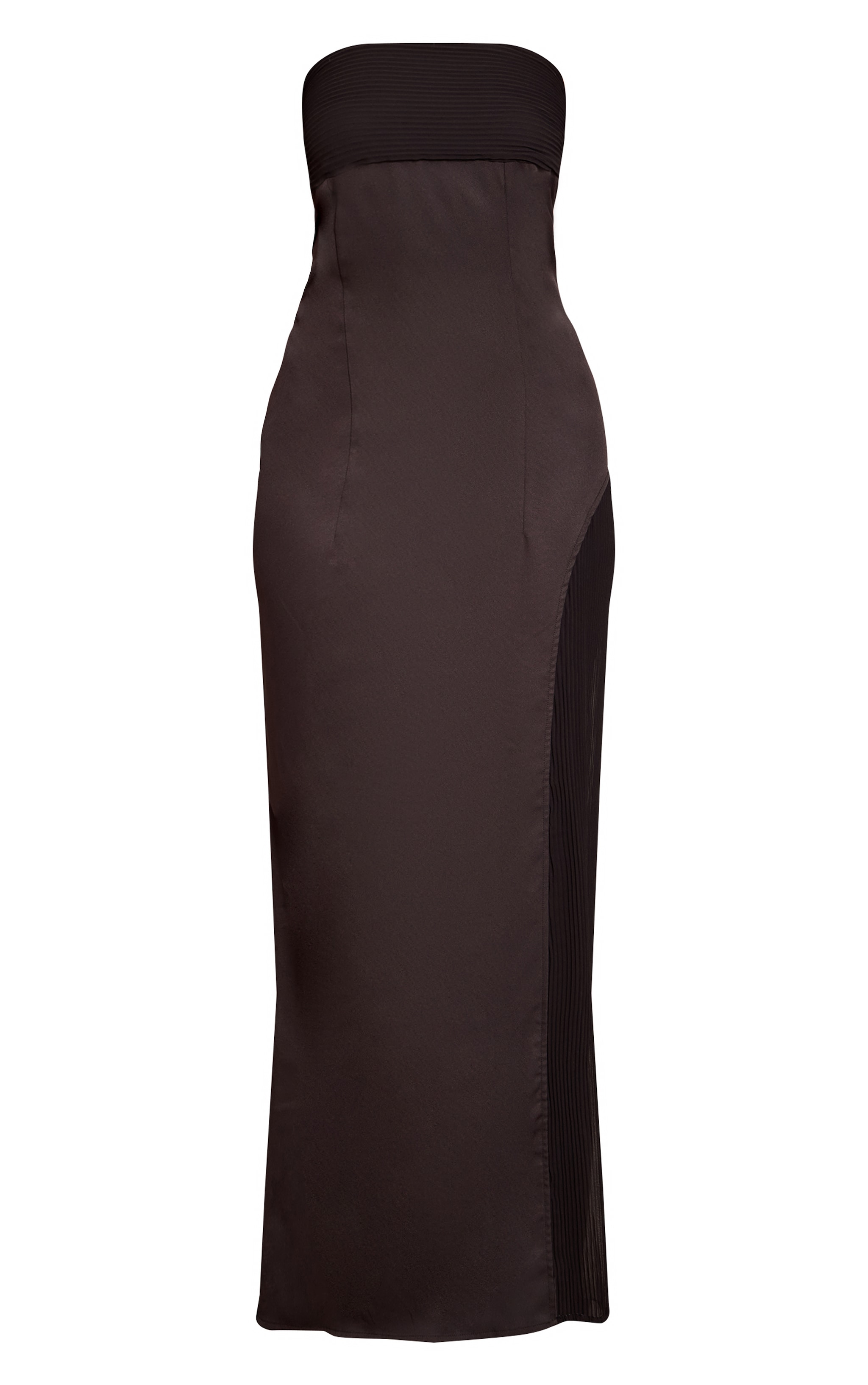 Black Woven Pleated Detail Maxi Dress image 5