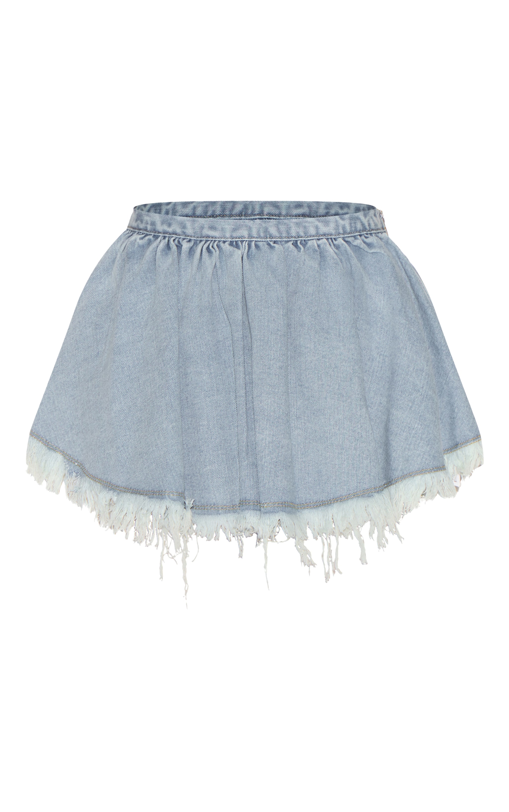 Jupe Mini Plissée en Denim Bleu Clair, Taille Petite image 6