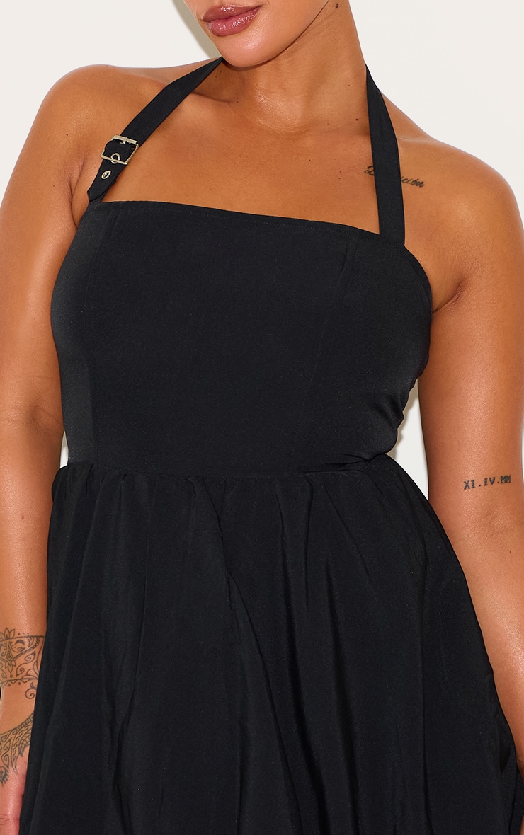 Plus Mini-robe bouffante noire à dos nu et détail boucle image 4