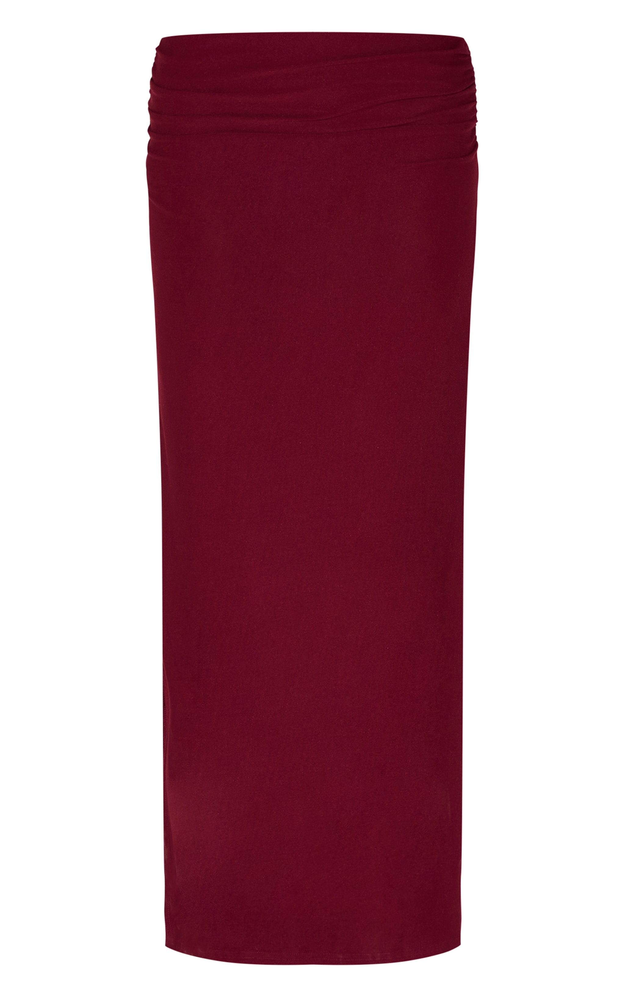 Jupe longue douce rouge vin à taille froncée image 5