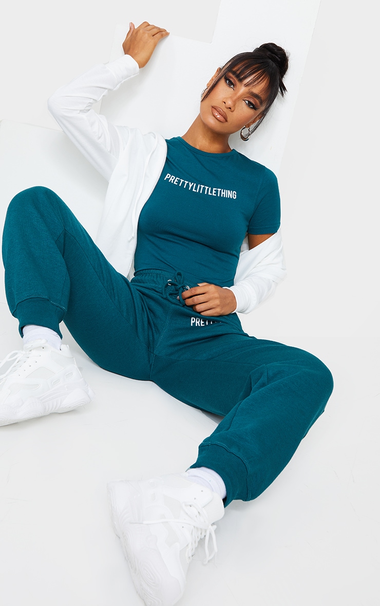 PRETTYLITTLETHING Logo Teal Short Sleeve Bodysuit image 3