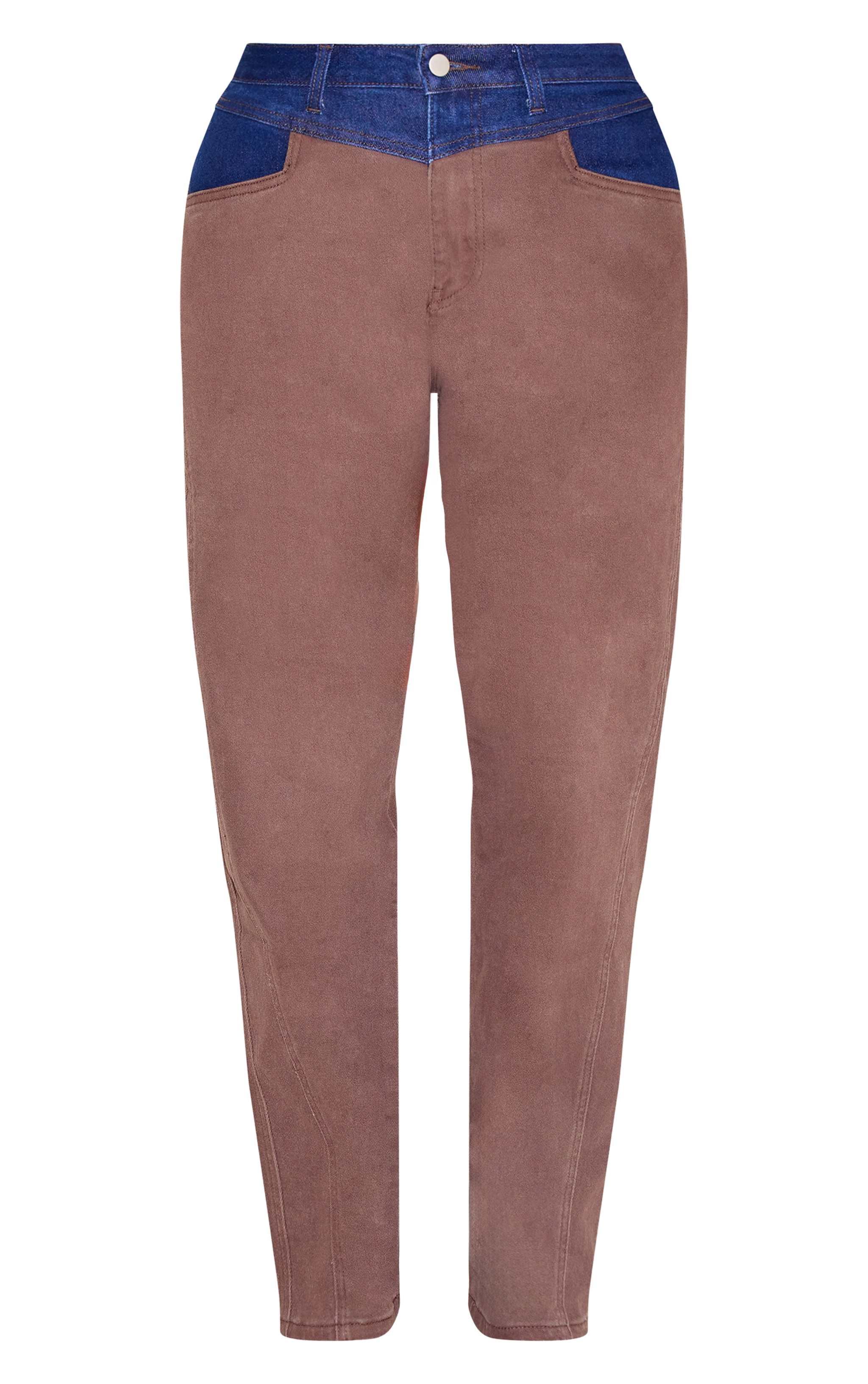 Jean Sculpt stretch en denim chocolat taille haute à jambe droite contrastée image 5