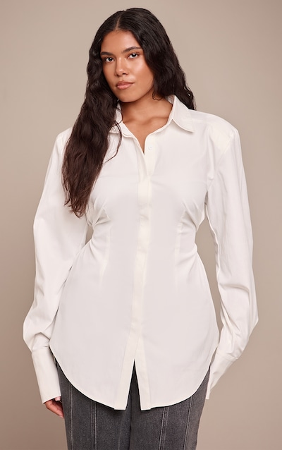 Shape White Padded Oversized Balloon Long Sleeve Shirt