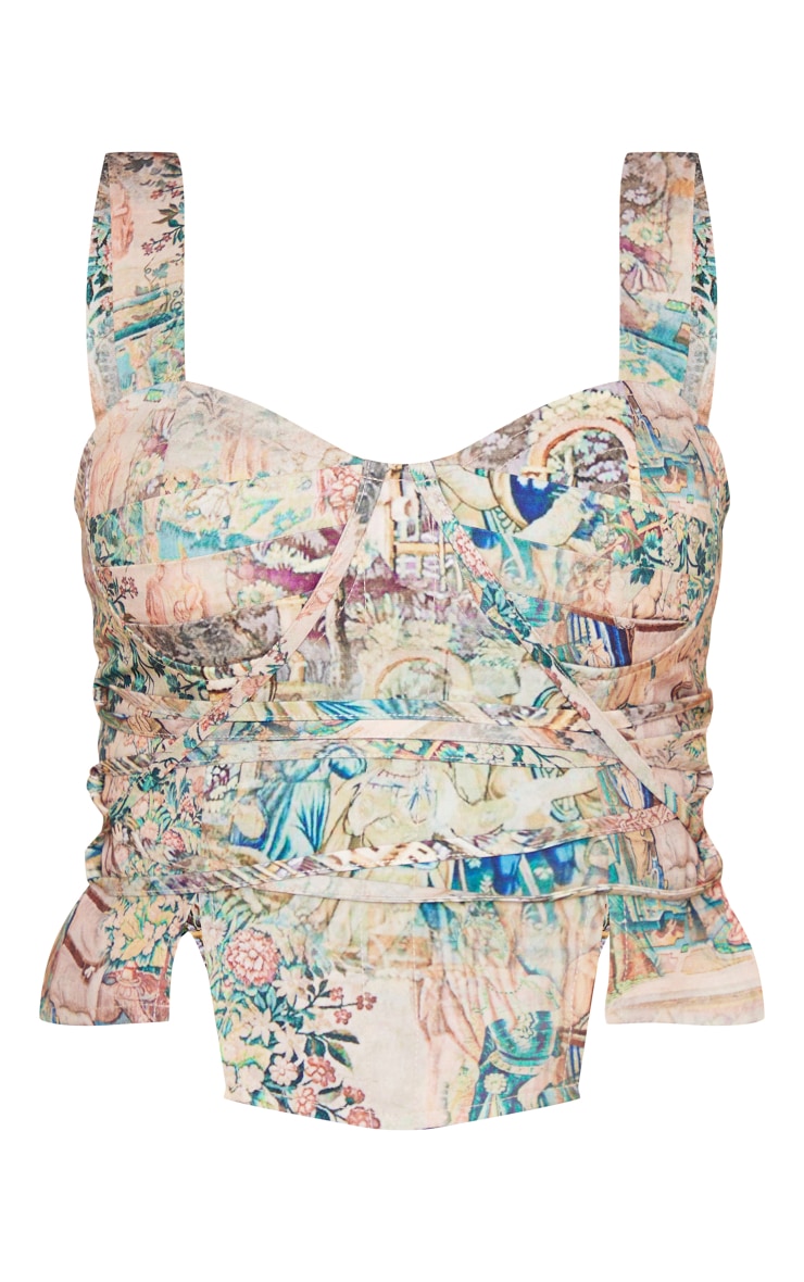 Blue Printed Strappy Corset image 5