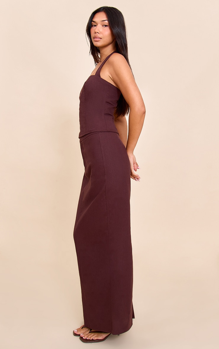 Deep Chocolate Premium Linen A Line Maxi Skirt image 2