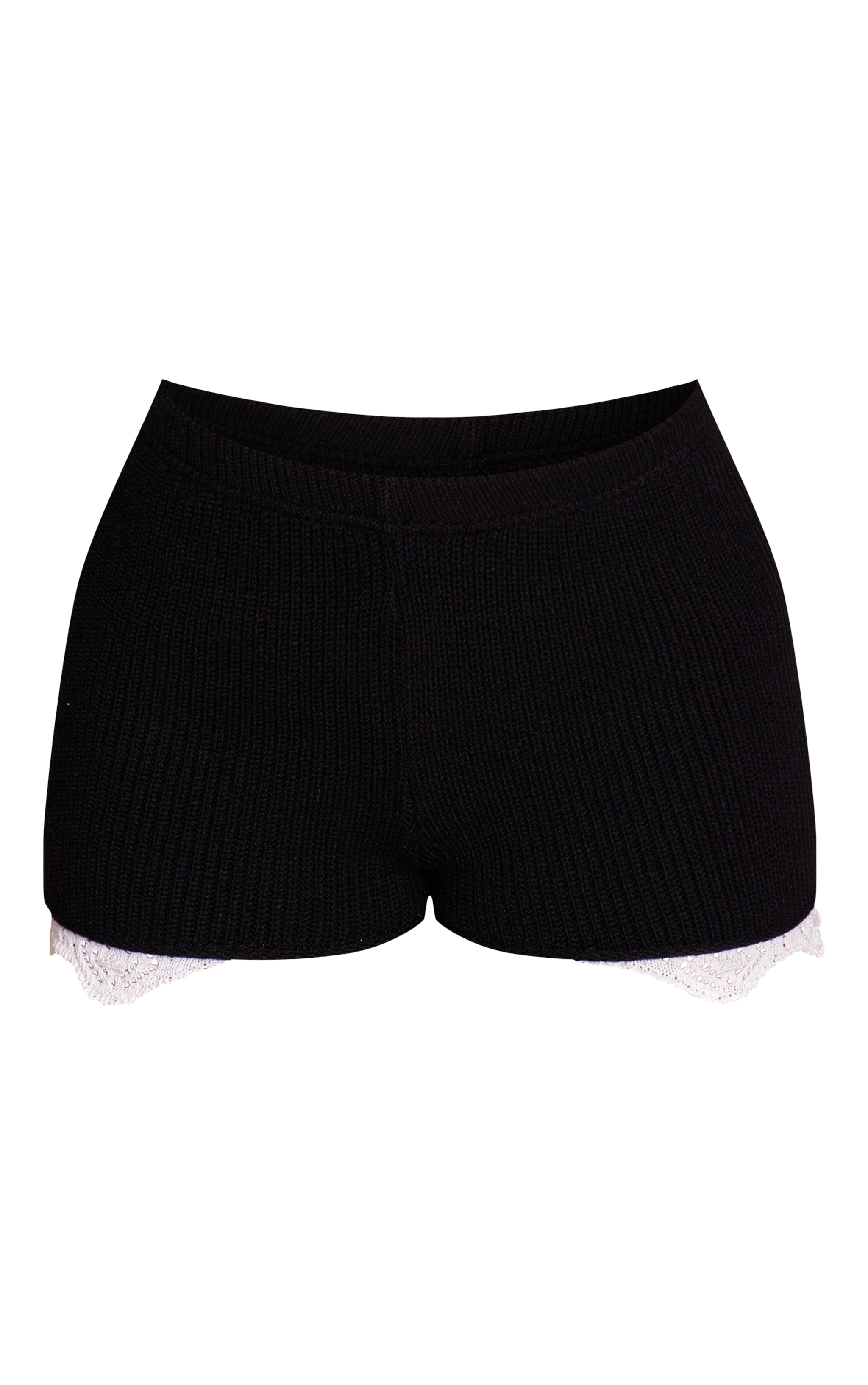 Petite Mini short en maille tricot noire à bordures contrastées image 6