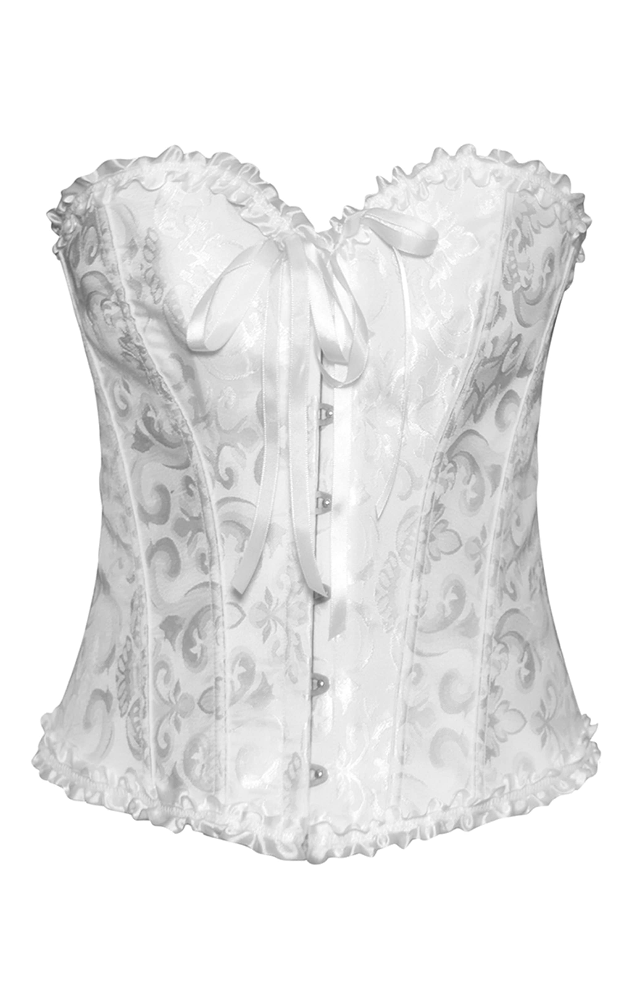 White Lace Up Jacquard Lingerie Corset image 5