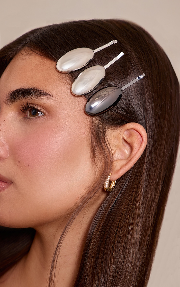 Silver Pebble Hair Slides image 1