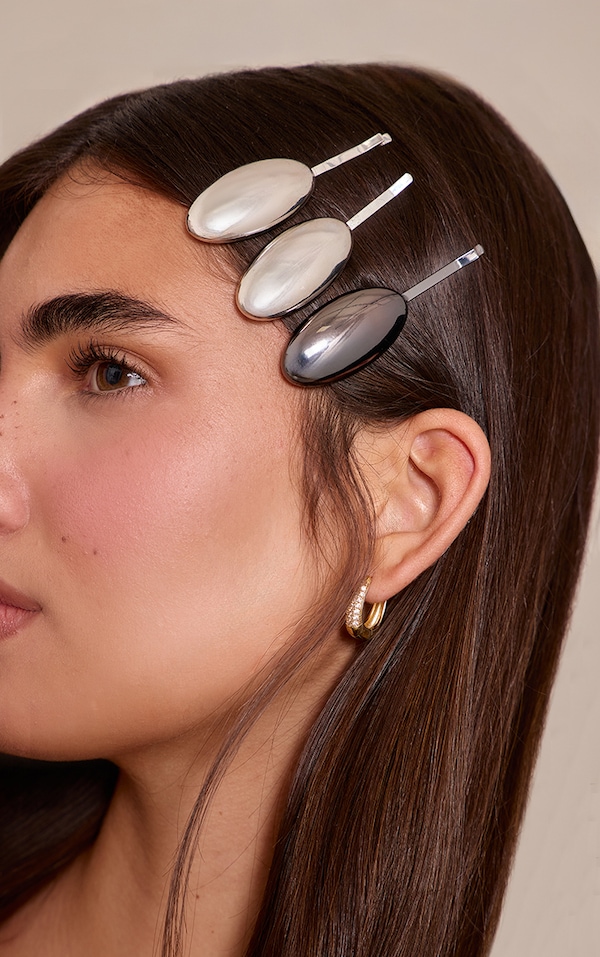 Silver Pebble Hair Slides