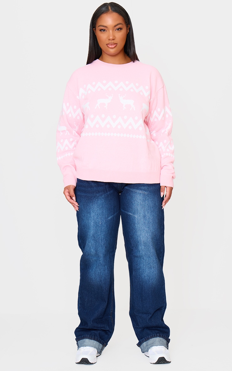 Plus Pink Oversized Fairisle Panel Christmas Sweater image 3