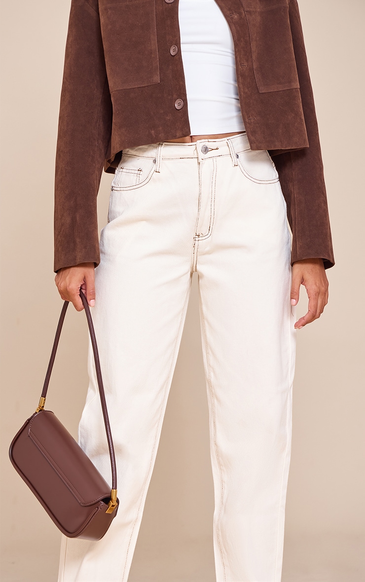 Ecru High Waist Mom Jeans image 4