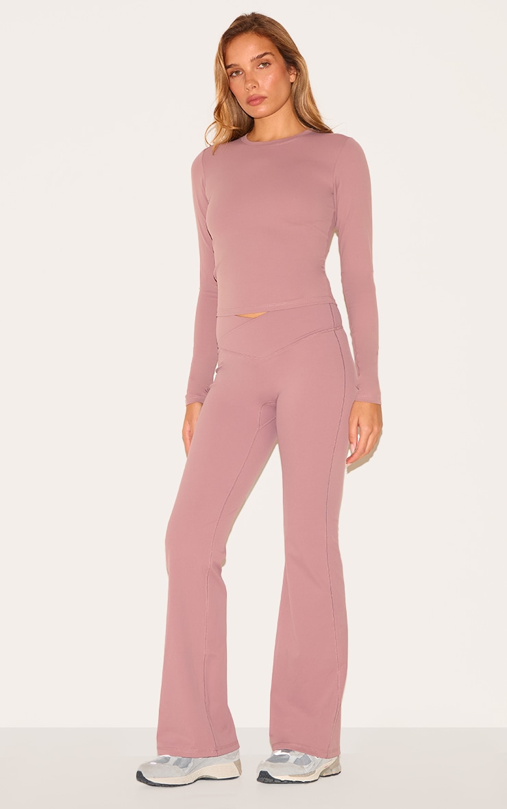 Mauve Ultimate Sculpt Long Sleeve Crop Gym Top image 3