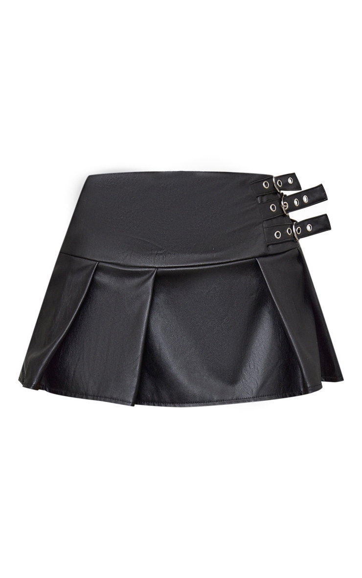 Petite Micro jupe plissée en PU noir image 6