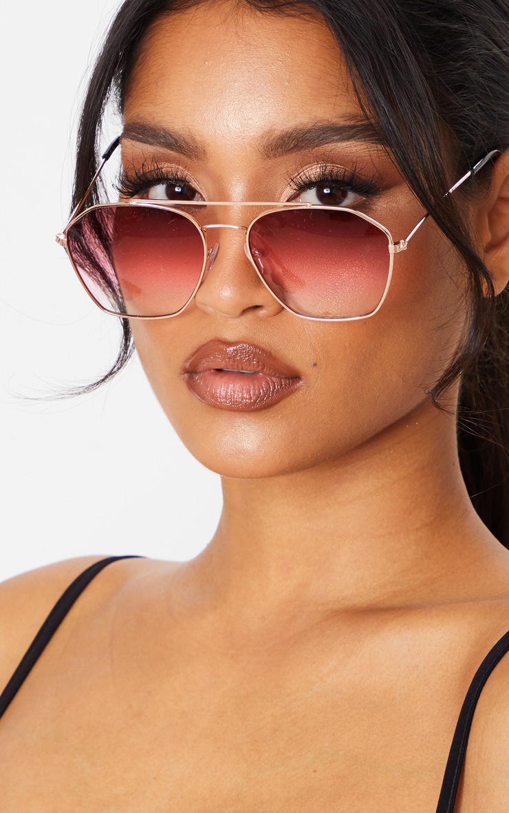 Lunettes style aviateur à verres teintés roses