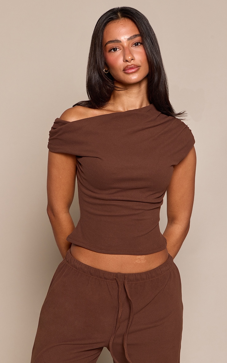 Petite Chocolate Super Soft Asymmetric Top image 1
