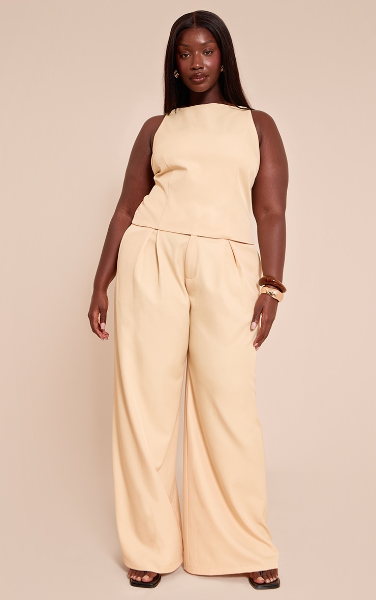 Plus Lemon Woven Tailored Pleated Wide Leg Pants image 1