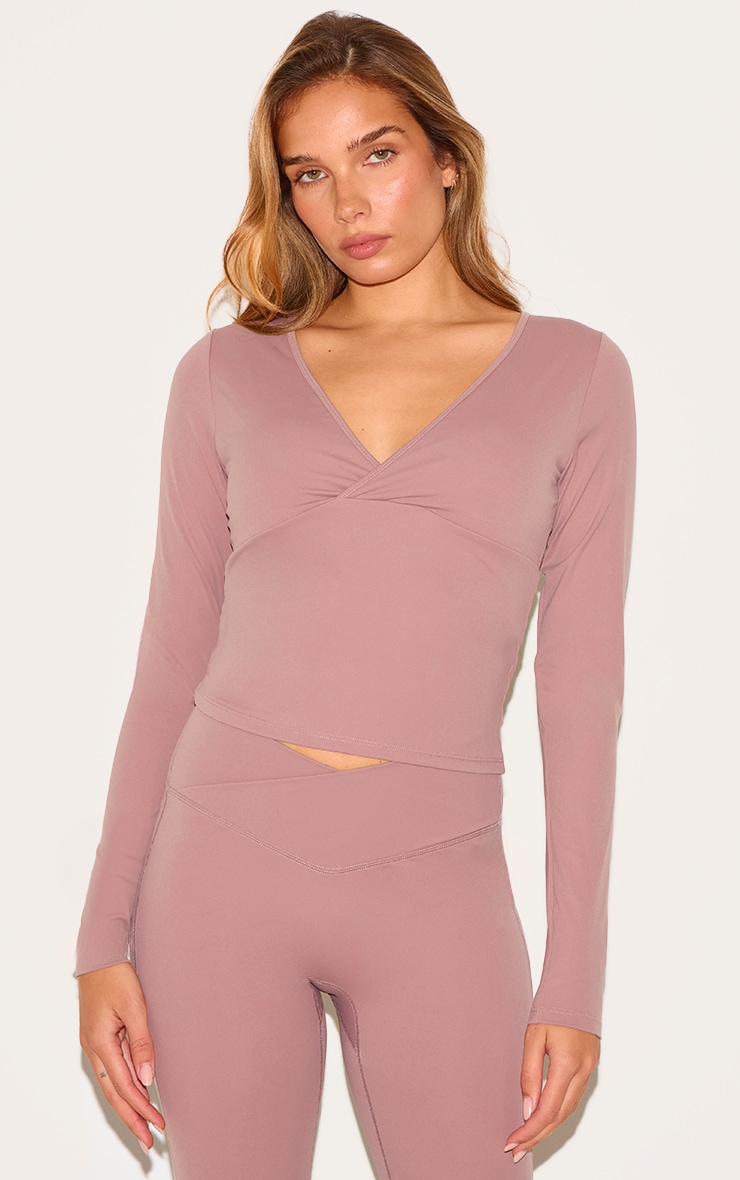 Mauve Sculpt Crossover Long Sleeve Top image 1
