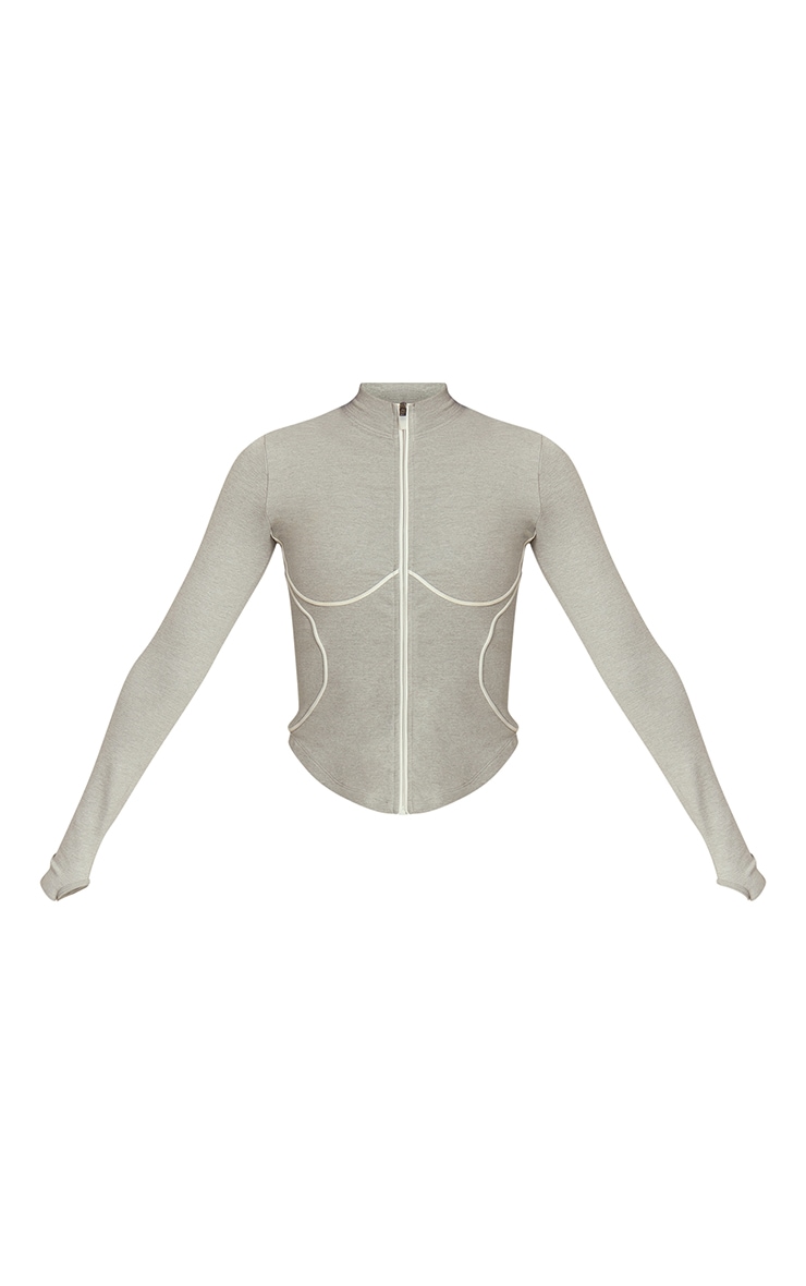 Ash Grey Marl Seamless Contrast Seam Jacket image 5