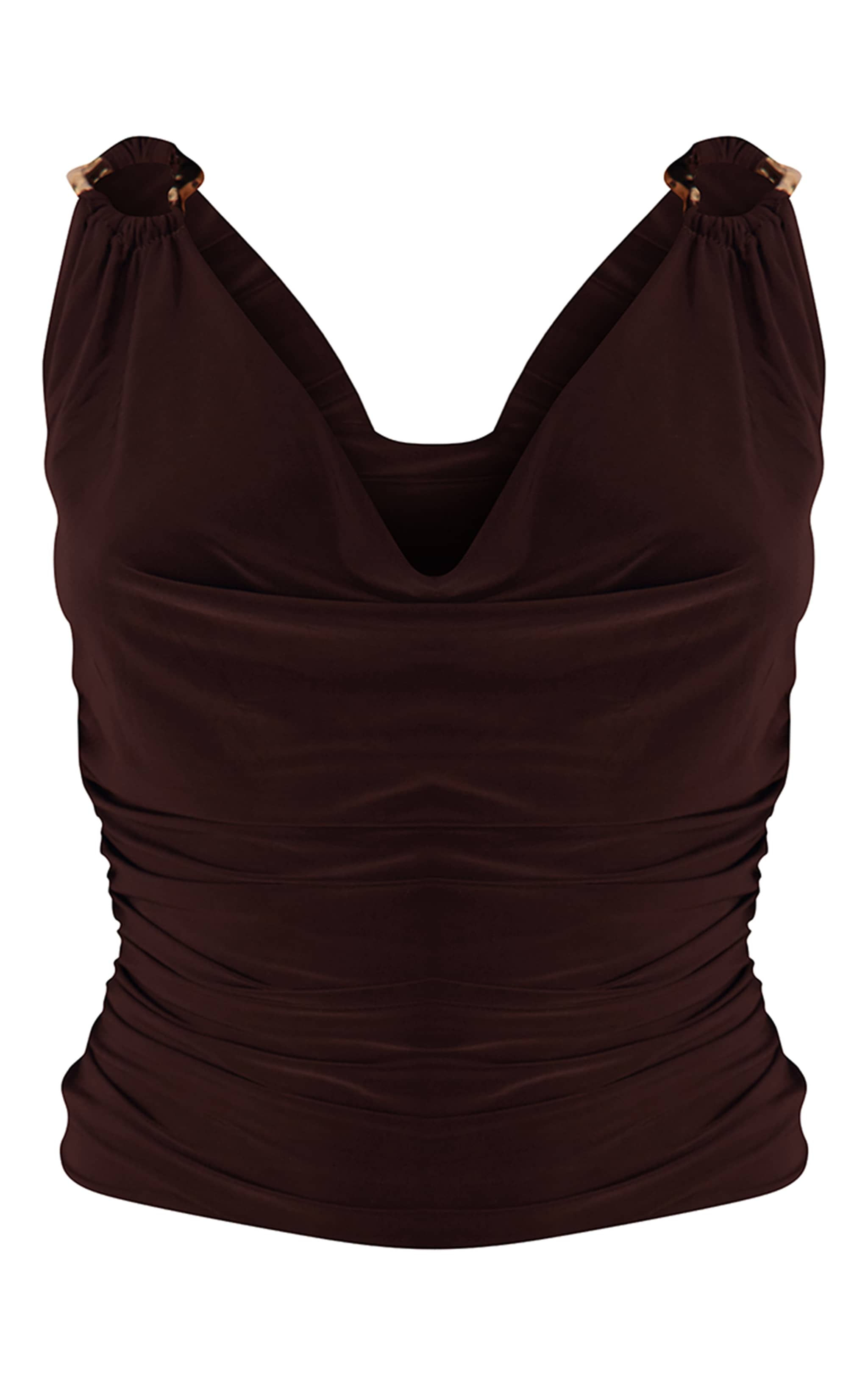 Dark Brown Double Slinky Gold Trim Top image 5