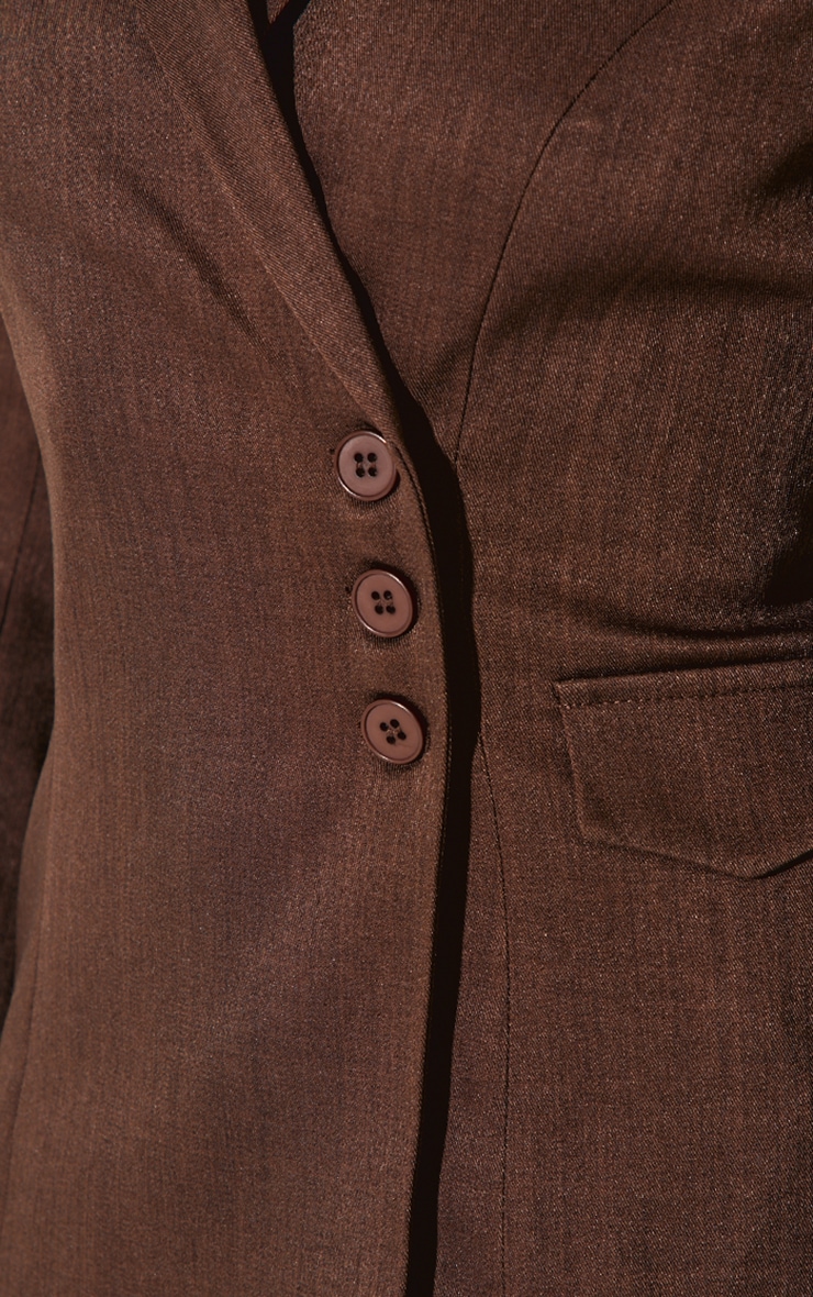 Chocolate Woven Tailored Cinched Waist Blazer image 4