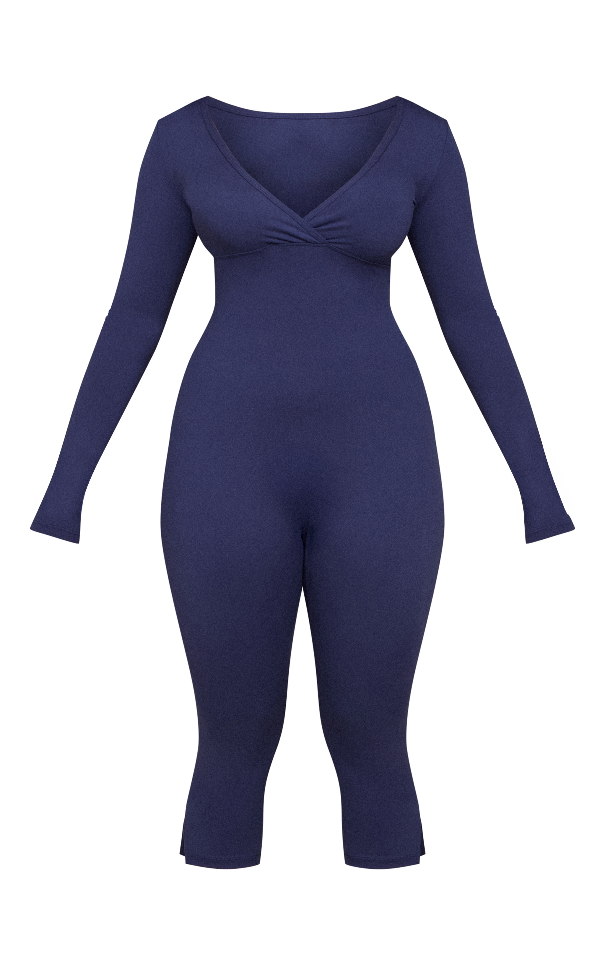 Shape Navy Sculpt Long sleeve wrap V neck Capri Jumpsuit image 5