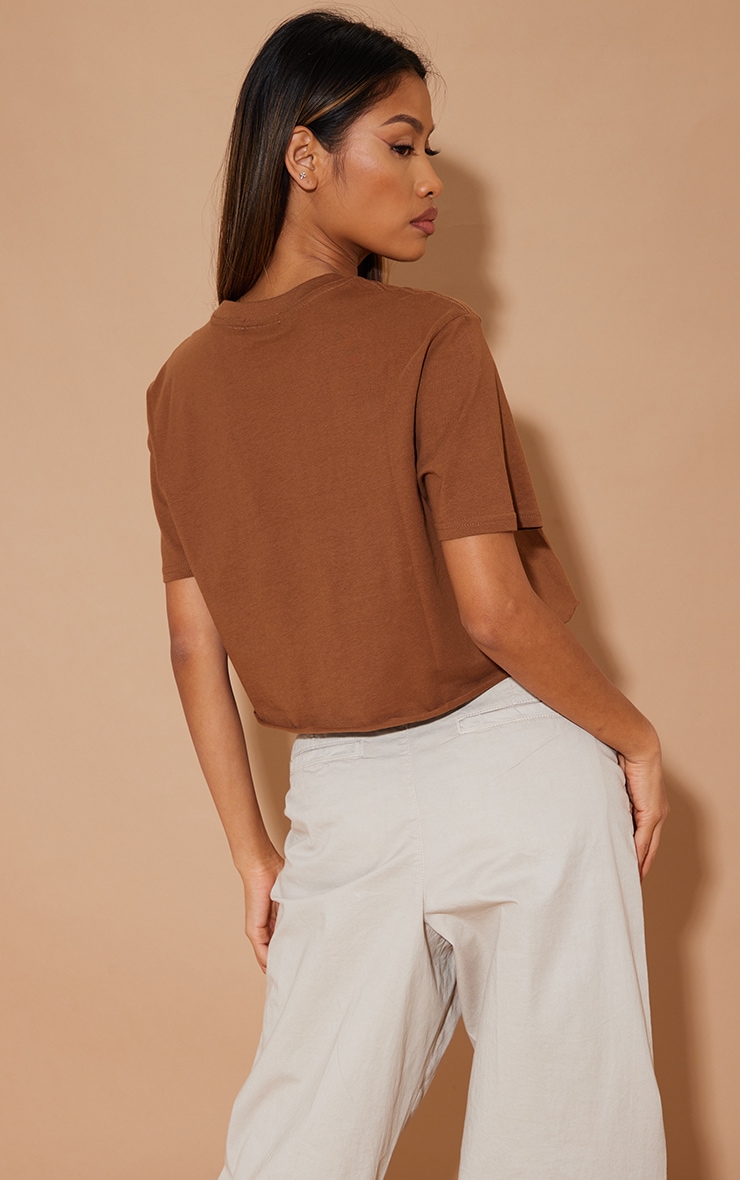 Cotton Chocolate Oversized Crop T-Shirt image 2