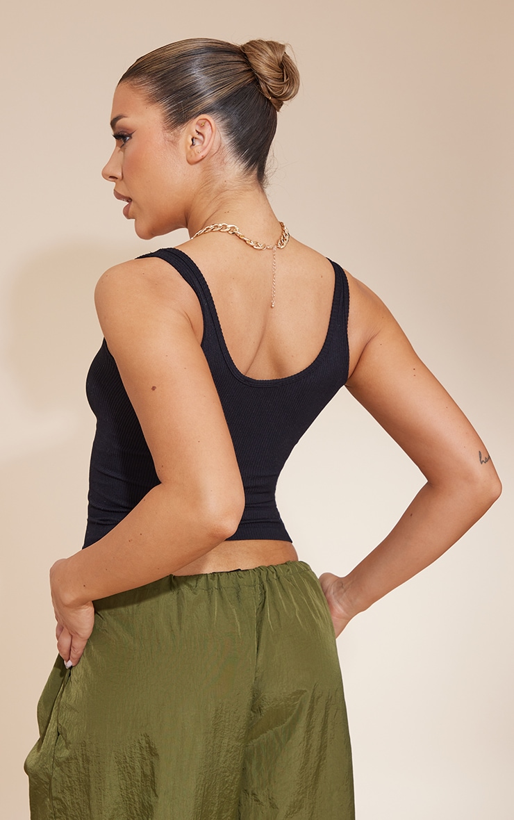 Black Structured Contour Rib Top image 2