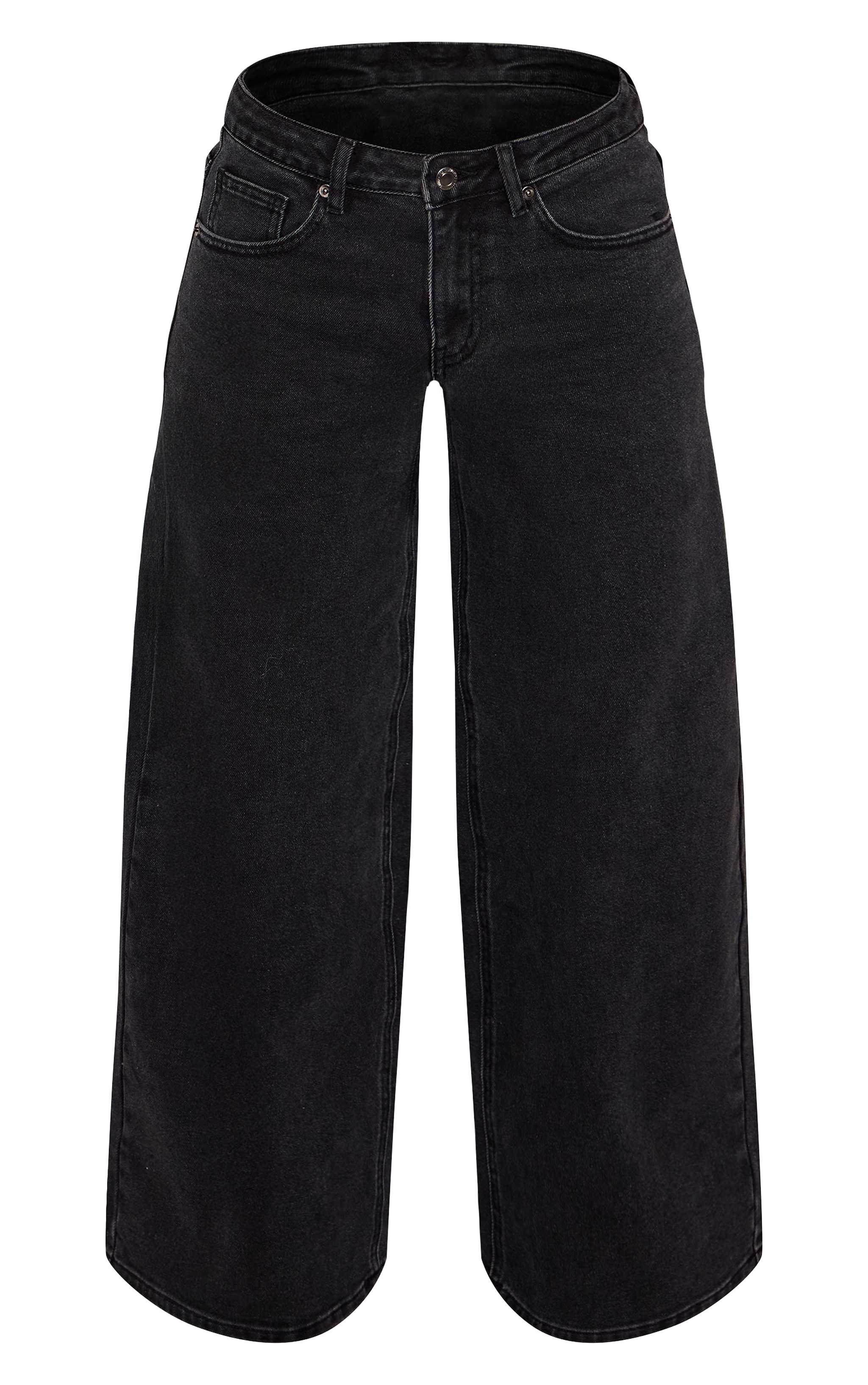 Washed Black Mid Rise Stretch Wide Leg Jeans image 5