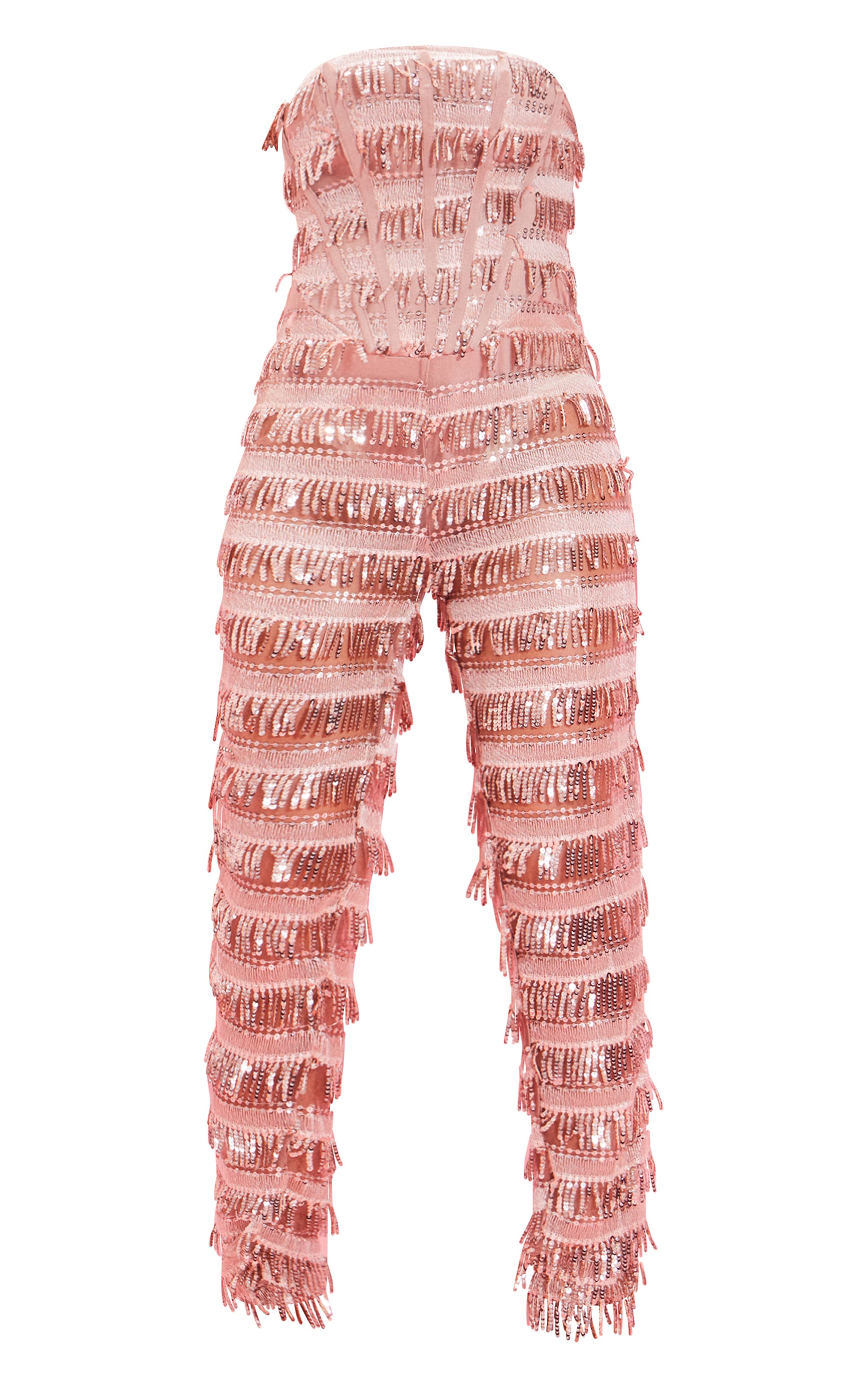 Pale Pink Tassel Sequin Corset Bandeau Jumpsuit image 2
