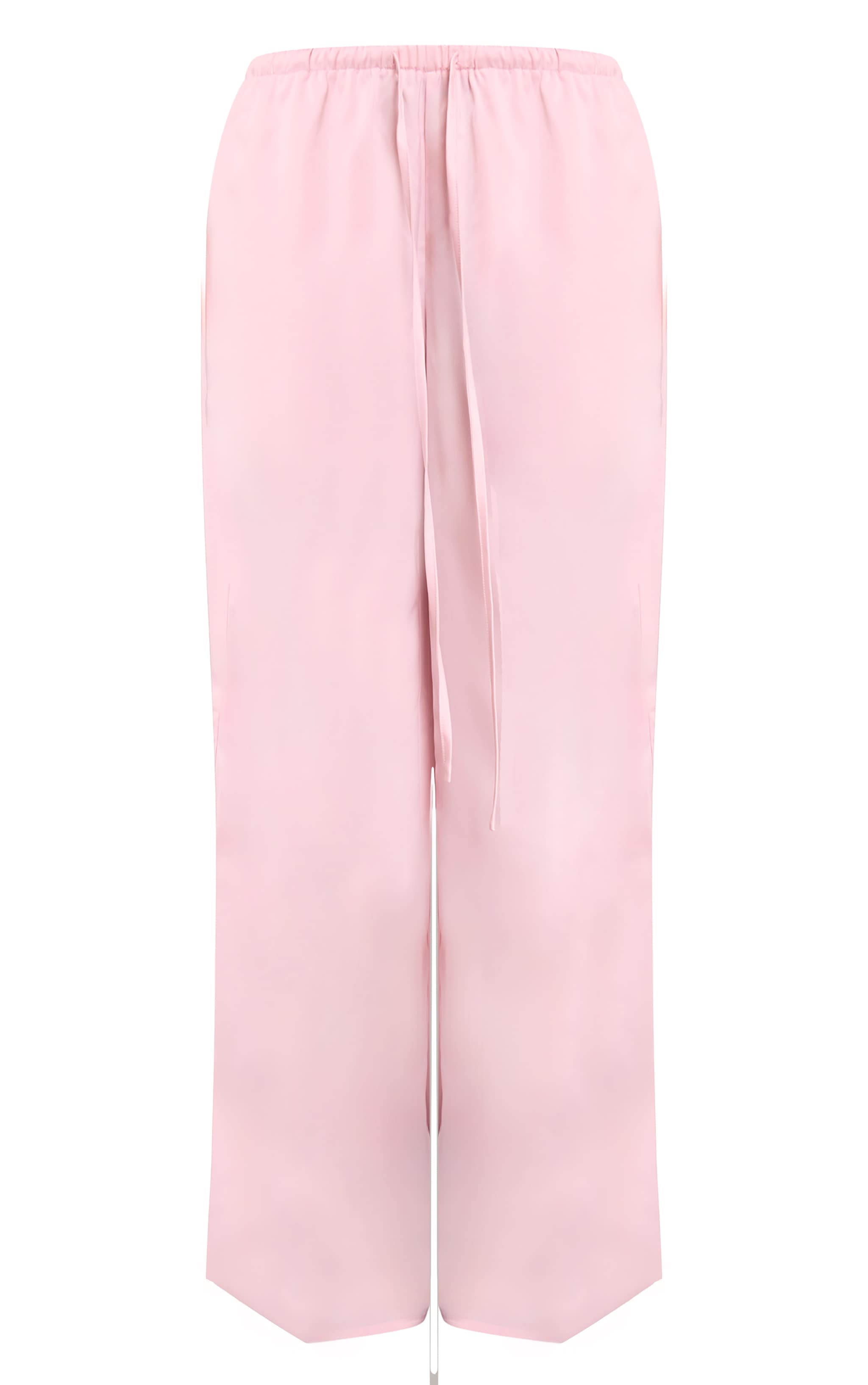 Baby Pink Satin Low Rise Wide Leg Tie Waist Pants image 5