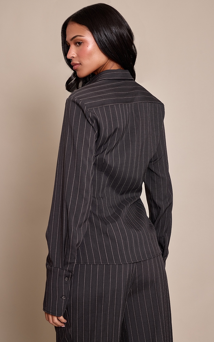 Tall Charcoal Pinstripe Shirt image 2