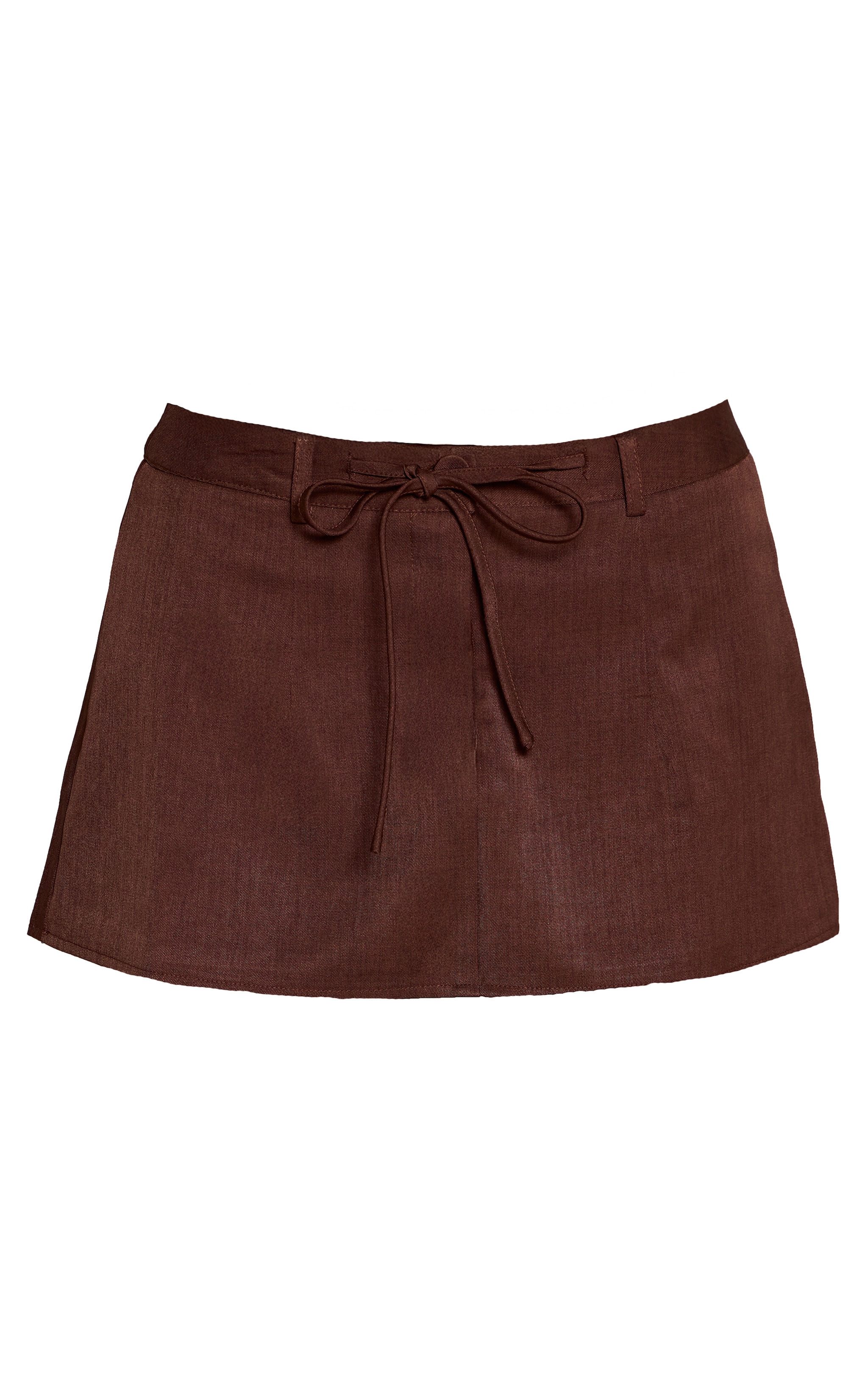 Chocolate Woven Tie Waist Skort image 6