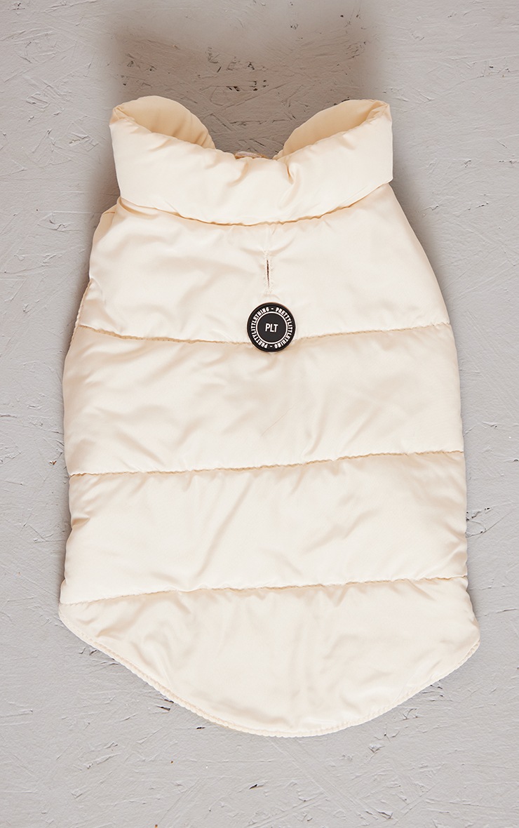 PRETTYLITTLETHING Cream Padded Dog Coat image 6