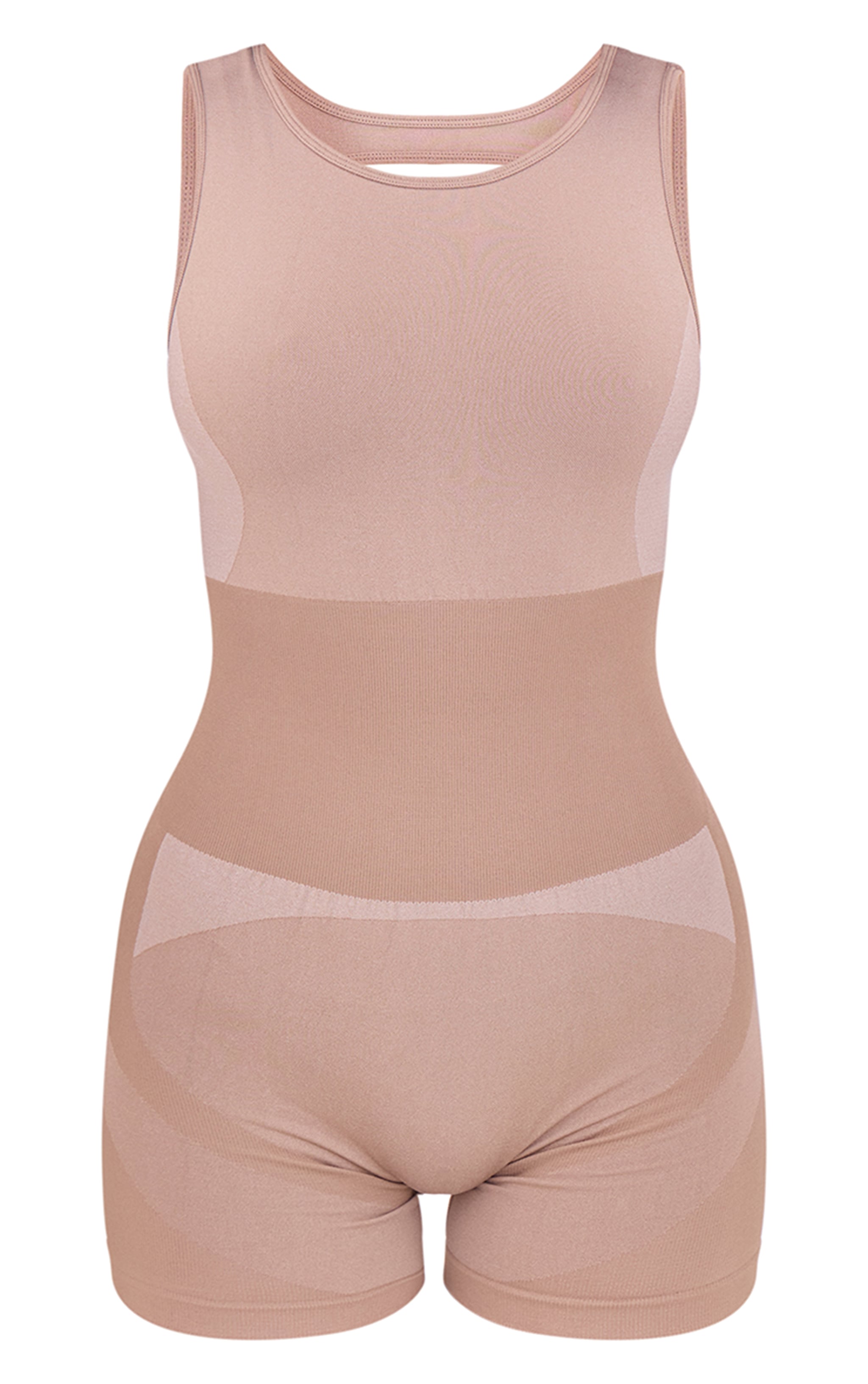 PLT SPORT Light Mocha Seamless Open Back Jacquard Unitard image 5