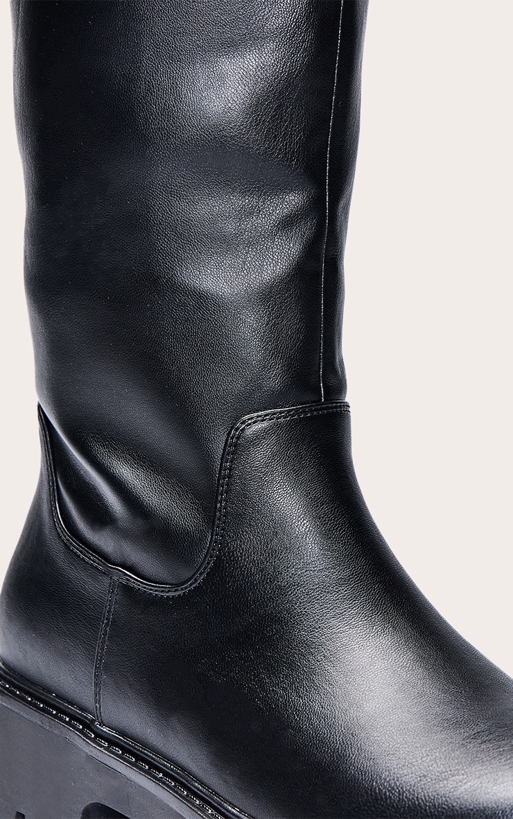 Black Chunky Cleated Sole Knee Boot image 5