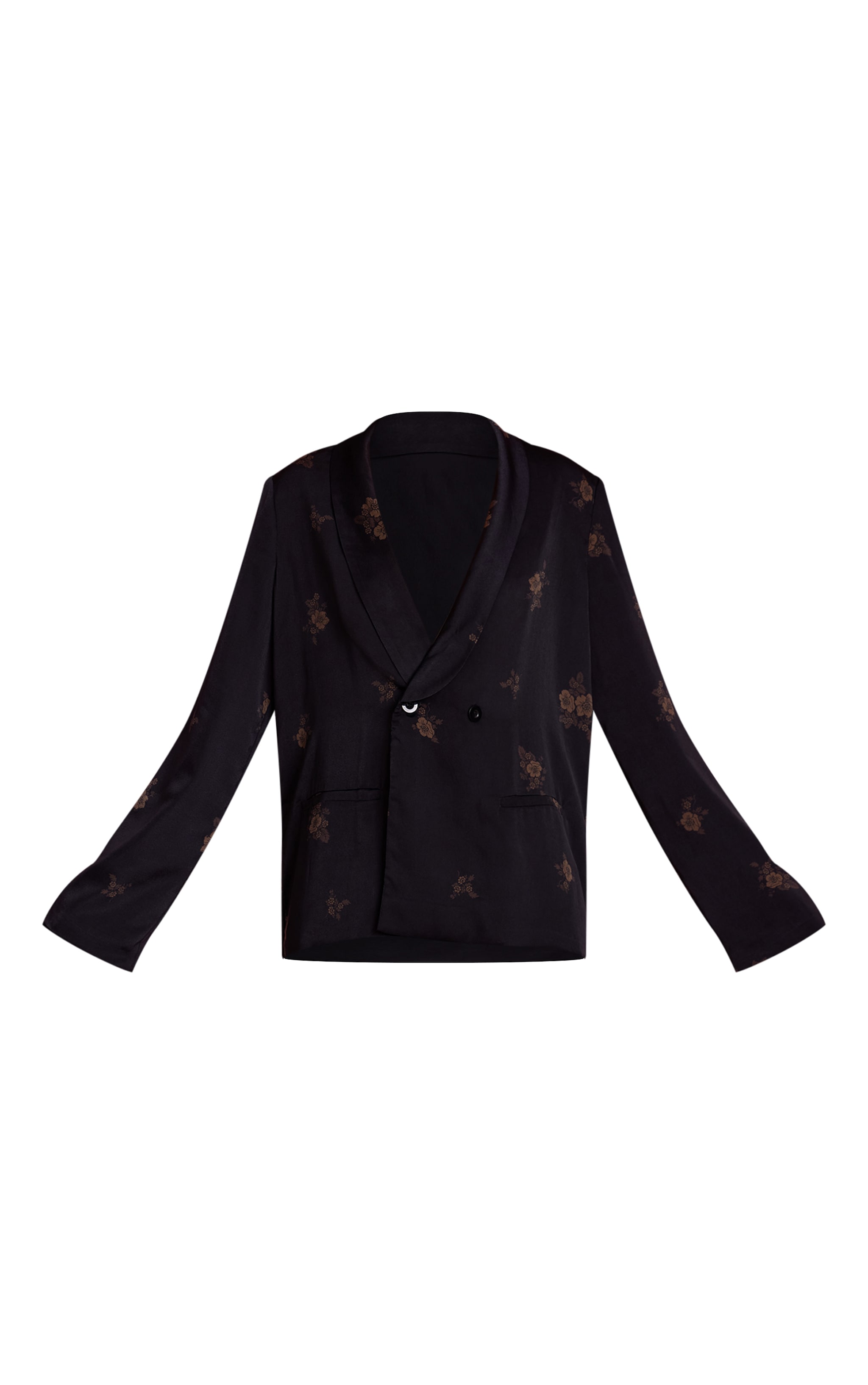 Navy Ditsy Floral Satin Suit Jacket image 5