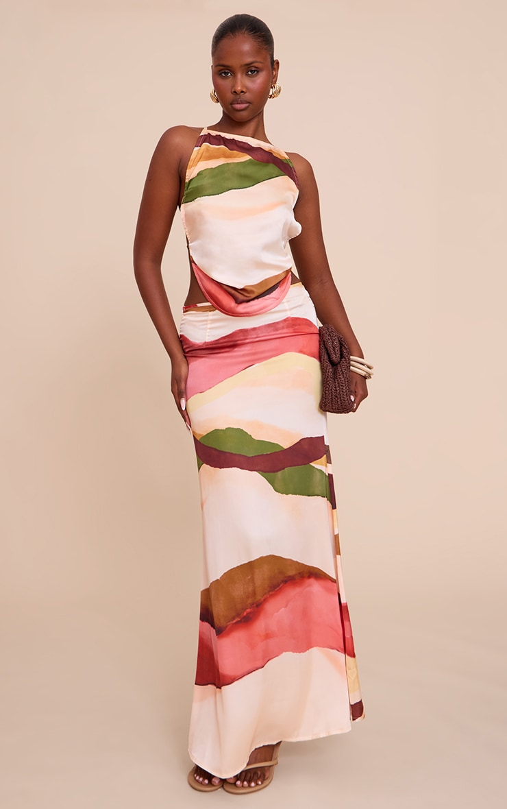 Multi. Abstract Print Satin Cami Top image 3