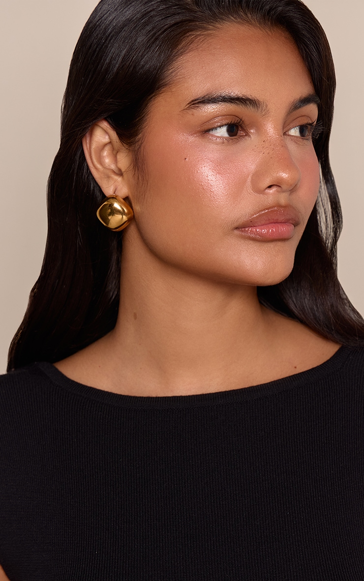 Gold Water Resistant Square Stud Earrings