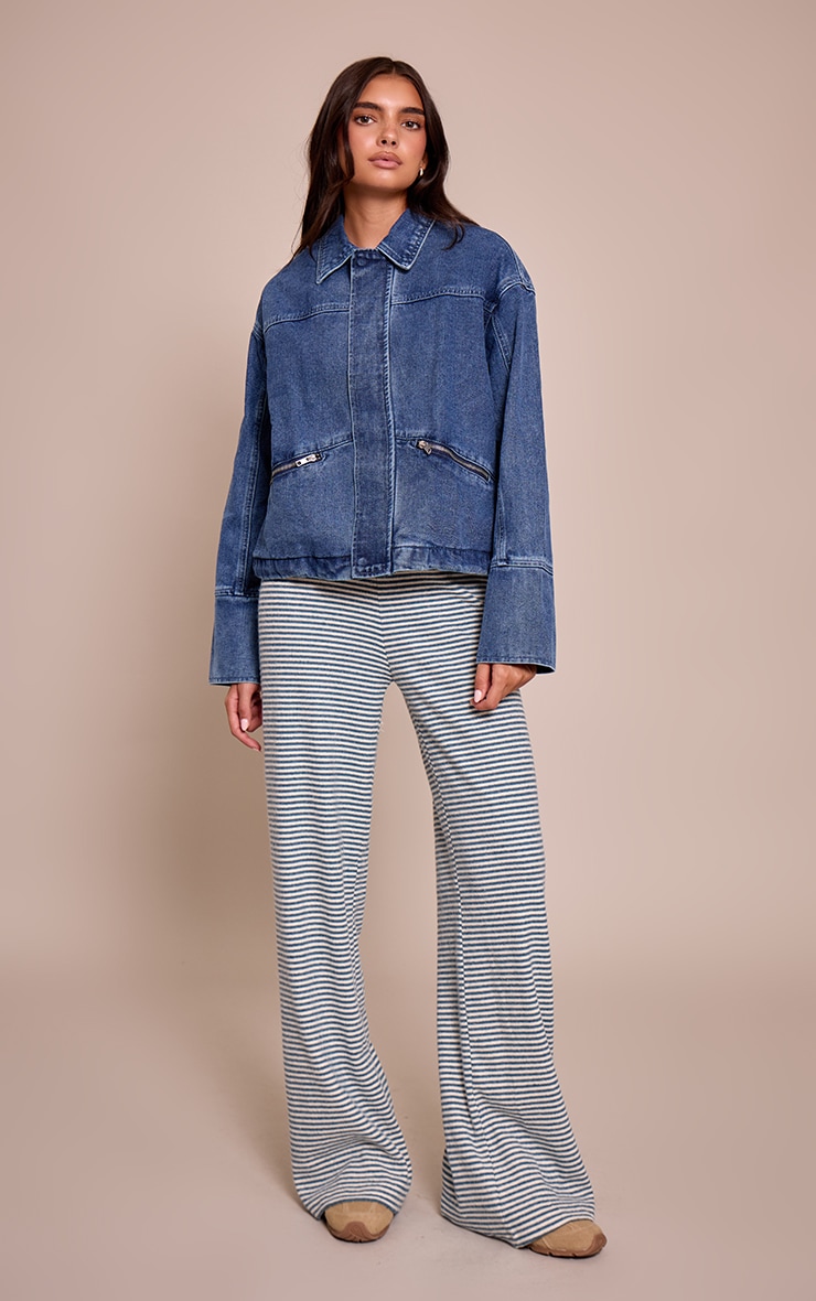 Mid Blue Wash Elasticated Hem Denim Jacket image 3