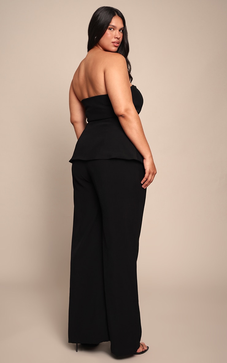 Plus Black Tailored Woven High Waist Wide Leg Pants image 3