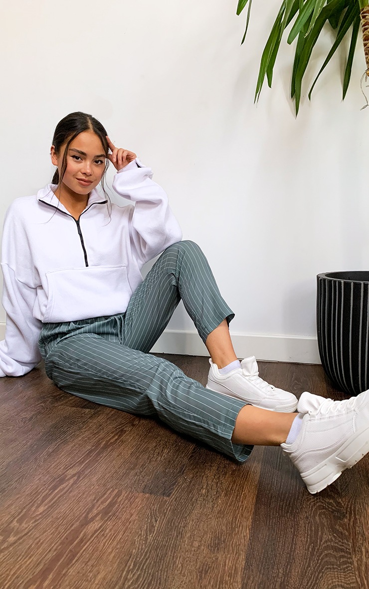 Teal Pinstripe Diya Casual Pants