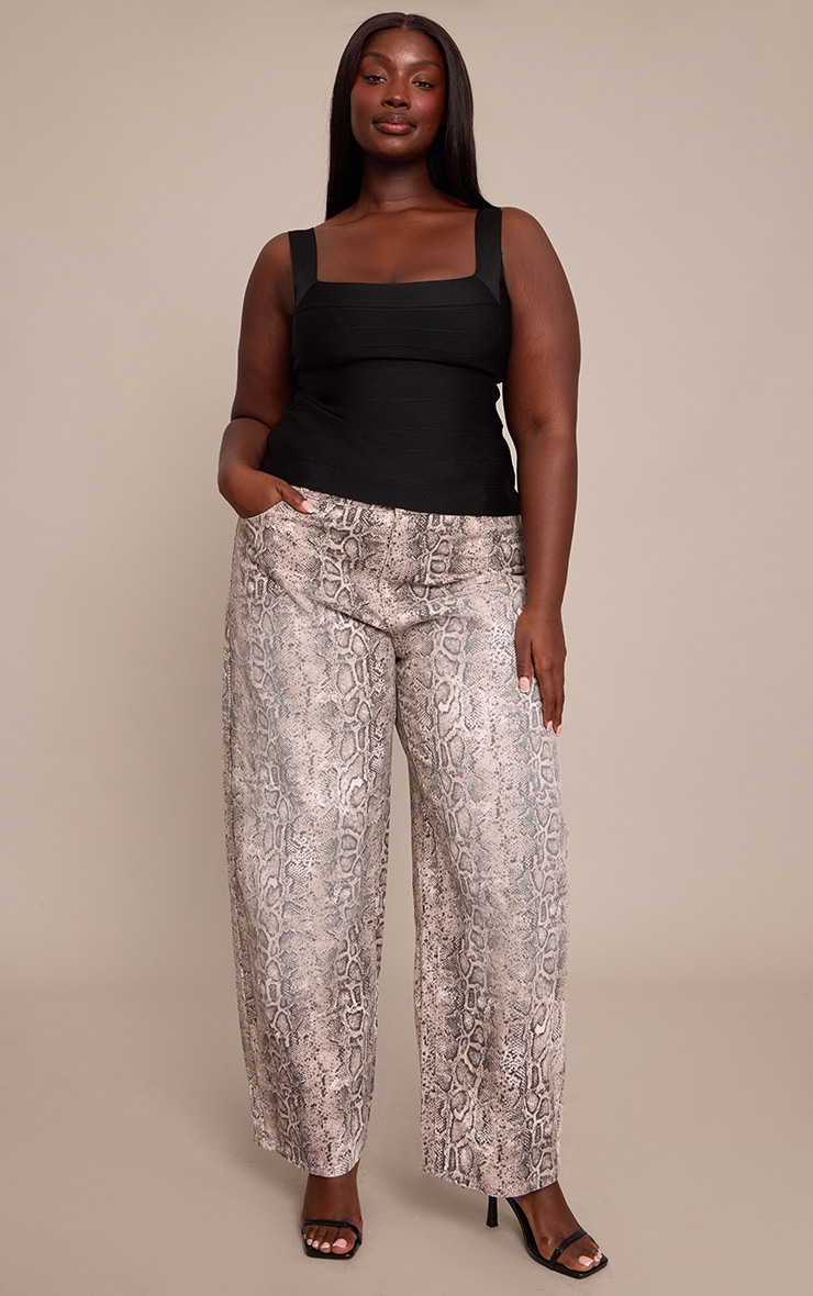 Plus Snake Print Split Hem Jeans image 1