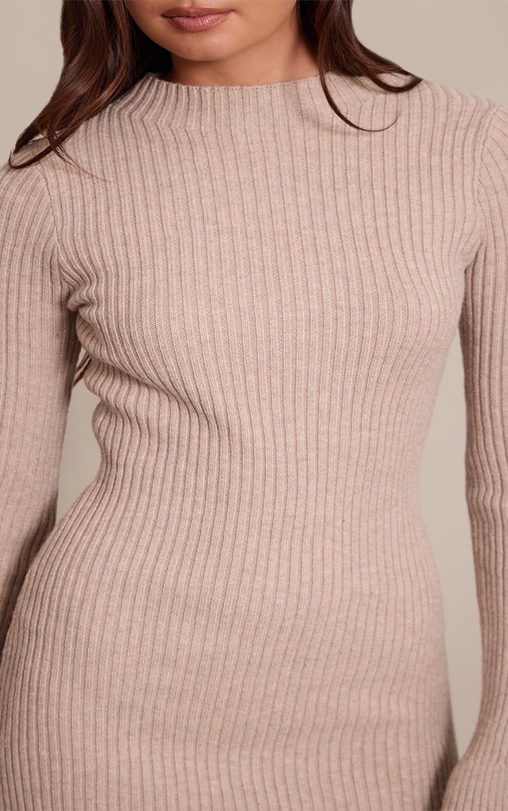 Oatmeal Rib Knitted Dress image 4
