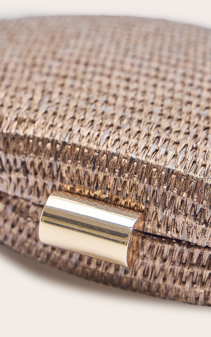 Chocolate Oval Raffia Structured Clutch image 5