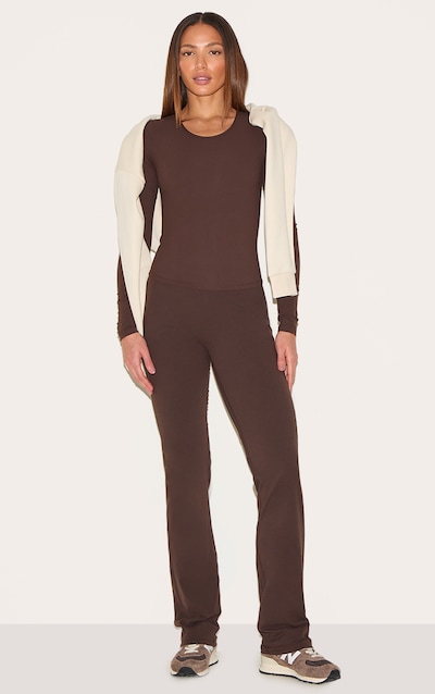 Tall Pantalon flare sculpt café à détail contours