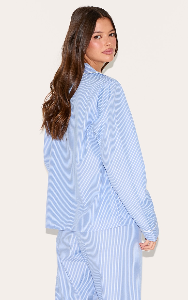 Ensemble de pyjama long à rayures tissées bleu image 2