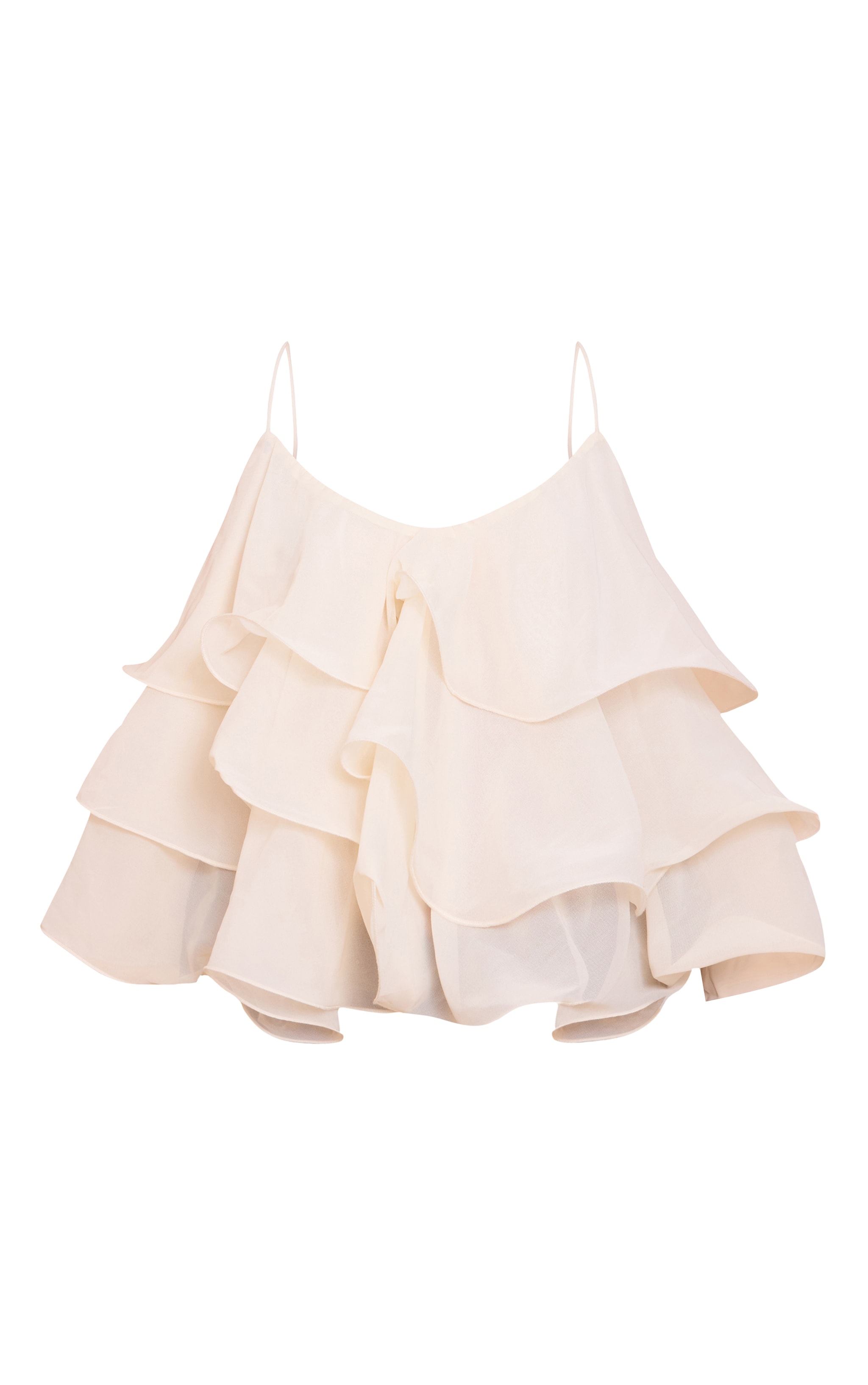 Cream Chiffon Layered Puffball Top image 5