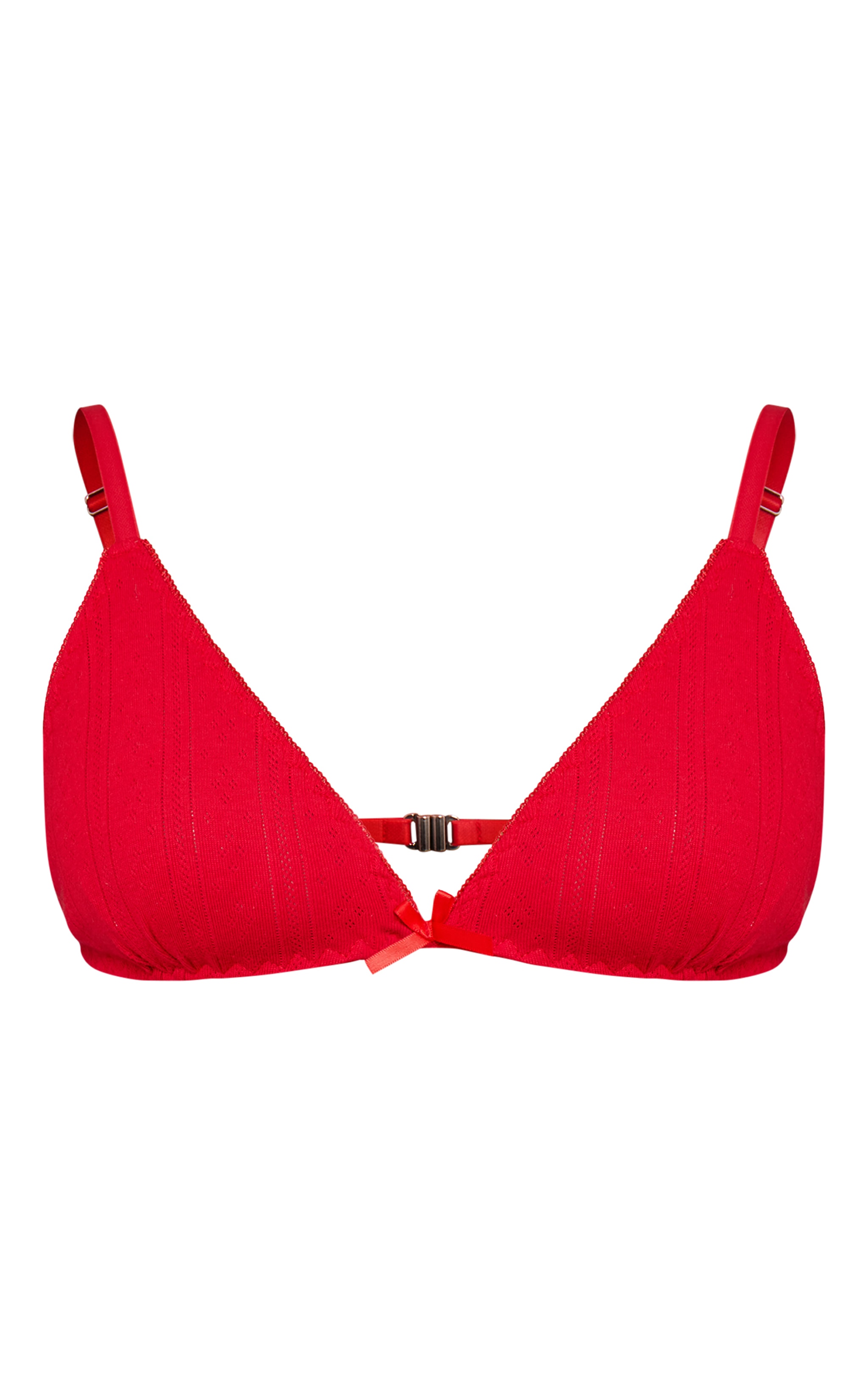 Red Pointelle Triangle Bralette image 5