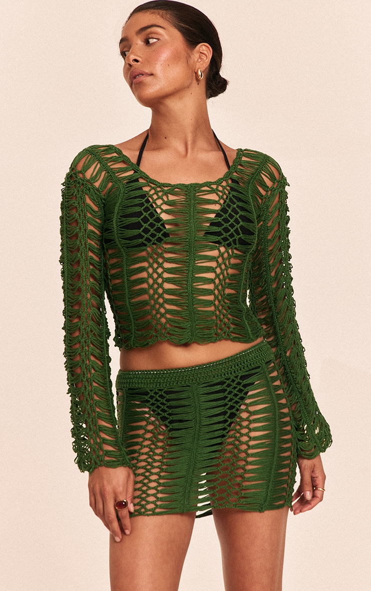 Petite Emerald Green Knit Long Sleeve Top image 1